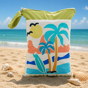 Custom Printed Private Label Waterproof Zipper Drawstring Wet Bag Storage Pouch