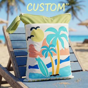 Custom Printed Waterproof Beach Wet Bag Sand Resistant Wet Dry Separation Zip Storage Pouch